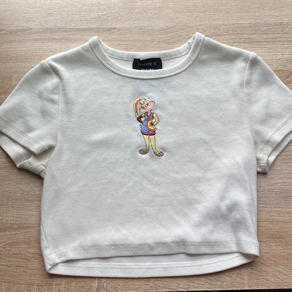size small, Space Jam white cropped t-shirt from Forever 21